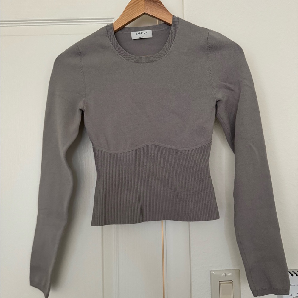 Babaton Gray Long Sleeve Top